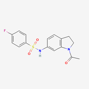 molecular formula C16H15FN2O3S B3397293 N-(1-acetylindolin-6-yl)-4-fluorobenzenesulfonamide CAS No. 1021210-99-0