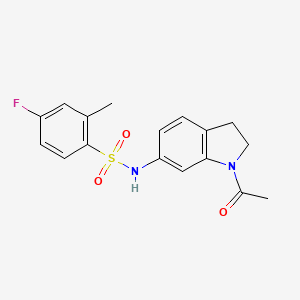 molecular formula C17H17FN2O3S B3397301 N-(1-acetylindolin-6-yl)-4-fluoro-2-methylbenzenesulfonamide CAS No. 1021211-07-3