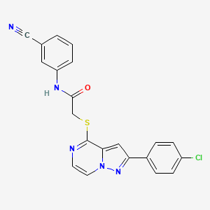 2-{[2-(4-chlorophenyl)pyrazolo[1,5-a]pyrazin-4-yl]sulfanyl}-N-(3-cyanophenyl)acetamide