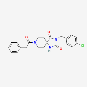 molecular formula C22H22ClN3O3 B3397319 3-(4-Chlorobenzyl)-8-(2-phenylacetyl)-1,3,8-triazaspiro[4.5]decane-2,4-dione CAS No. 1021211-57-3
