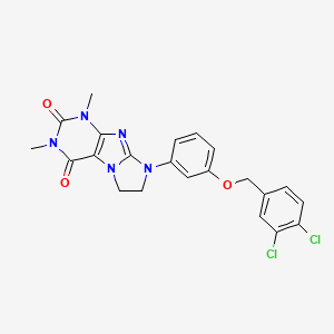 molecular formula C22H19Cl2N5O3 B3397325 6-[3-[(3,4-Dichlorophenyl)methoxy]phenyl]-2,4-dimethyl-7,8-dihydropurino[7,8-a]imidazole-1,3-dione CAS No. 1021211-61-9