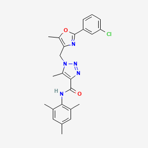molecular formula C24H24ClN5O2 B3397352 1-{[2-(3-chlorophenyl)-5-methyl-1,3-oxazol-4-yl]methyl}-5-methyl-N-(2,4,6-trimethylphenyl)-1H-1,2,3-triazole-4-carboxamide CAS No. 1021213-79-5