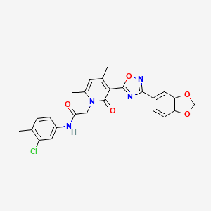 molecular formula C25H21ClN4O5 B3397364 2-(3-(3-(benzo[d][1,3]dioxol-5-yl)-1,2,4-oxadiazol-5-yl)-4,6-dimethyl-2-oxopyridin-1(2H)-yl)-N-(3-chloro-4-methylphenyl)acetamide CAS No. 1021215-23-5