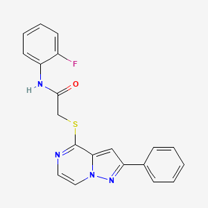 molecular formula C20H15FN4OS B3397379 N-(2-fluorophenyl)-2-[(2-phenylpyrazolo[1,5-a]pyrazin-4-yl)thio]acetamide CAS No. 1021216-14-7
