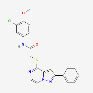 molecular formula C21H17ClN4O2S B3397392 N-(3-chloro-4-methoxyphenyl)-2-[(2-phenylpyrazolo[1,5-a]pyrazin-4-yl)thio]acetamide CAS No. 1021216-26-1