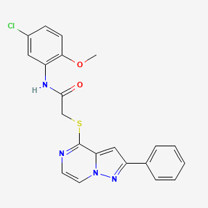 molecular formula C21H17ClN4O2S B3397400 N-(5-chloro-2-methoxyphenyl)-2-[(2-phenylpyrazolo[1,5-a]pyrazin-4-yl)thio]acetamide CAS No. 1021216-32-9