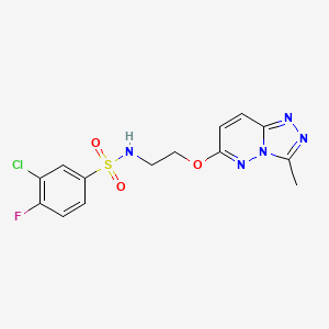 molecular formula C14H13ClFN5O3S B3397412 3-chloro-4-fluoro-N-(2-((3-methyl-[1,2,4]triazolo[4,3-b]pyridazin-6-yl)oxy)ethyl)benzenesulfonamide CAS No. 1021216-50-1