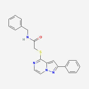 molecular formula C21H18N4OS B3397414 N-benzyl-2-[(2-phenylpyrazolo[1,5-a]pyrazin-4-yl)thio]acetamide CAS No. 1021216-60-3
