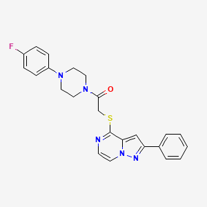 molecular formula C24H22FN5OS B3397421 4-({2-[4-(4-Fluorophenyl)piperazin-1-yl]-2-oxoethyl}thio)-2-phenylpyrazolo[1,5-a]pyrazine CAS No. 1021216-76-1