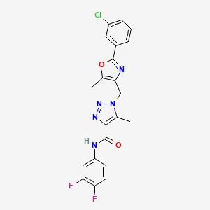 molecular formula C21H16ClF2N5O2 B3397429 1-{[2-(3-chlorophenyl)-5-methyl-1,3-oxazol-4-yl]methyl}-N-(3,4-difluorophenyl)-5-methyl-1H-1,2,3-triazole-4-carboxamide CAS No. 1021216-95-4