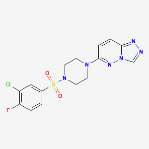 molecular formula C15H14ClFN6O2S B3397457 6-(4-((3-Chloro-4-fluorophenyl)sulfonyl)piperazin-1-yl)-[1,2,4]triazolo[4,3-b]pyridazine CAS No. 1021217-43-5