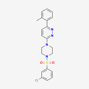 molecular formula C21H21ClN4O2S B3397471 3-(4-((3-Chlorophenyl)sulfonyl)piperazin-1-yl)-6-(o-tolyl)pyridazine CAS No. 1021219-05-5