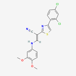 (2E)-2-[4-(2,4-dichlorophenyl)-1,3-thiazol-2-yl]-3-[(3,4-dimethoxyphenyl)amino]prop-2-enenitrile