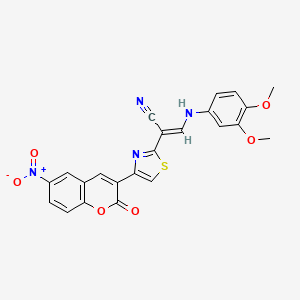 molecular formula C23H16N4O6S B3397491 (2E)-3-[(3,4-dimethoxyphenyl)amino]-2-[4-(6-nitro-2-oxo-2H-chromen-3-yl)-1,3-thiazol-2-yl]prop-2-enenitrile CAS No. 1021219-33-9