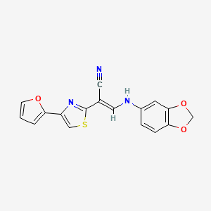 molecular formula C17H11N3O3S B3397496 (E)-3-(benzo[d][1,3]dioxol-5-ylamino)-2-(4-(furan-2-yl)thiazol-2-yl)acrylonitrile CAS No. 1021219-35-1