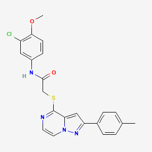molecular formula C22H19ClN4O2S B3397513 N-(3-chloro-4-methoxyphenyl)-2-{[2-(4-methylphenyl)pyrazolo[1,5-a]pyrazin-4-yl]thio}acetamide CAS No. 1021219-61-3