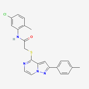 molecular formula C22H19ClN4OS B3397532 N-(5-chloro-2-methylphenyl)-2-{[2-(4-methylphenyl)pyrazolo[1,5-a]pyrazin-4-yl]thio}acetamide CAS No. 1021219-80-6