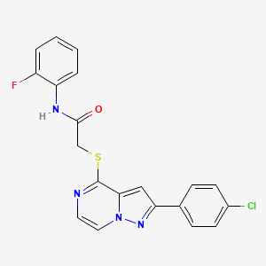 molecular formula C20H14ClFN4OS B3397560 2-{[2-(4-chlorophenyl)pyrazolo[1,5-a]pyrazin-4-yl]sulfanyl}-N-(2-fluorophenyl)acetamide CAS No. 1021220-01-8