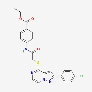 molecular formula C23H19ClN4O3S B3397566 Ethyl 4-[({[2-(4-chlorophenyl)pyrazolo[1,5-a]pyrazin-4-yl]thio}acetyl)amino]benzoate CAS No. 1021220-07-4
