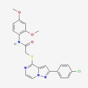 molecular formula C22H19ClN4O3S B3397571 2-{[2-(4-chlorophenyl)pyrazolo[1,5-a]pyrazin-4-yl]sulfanyl}-N-(2,4-dimethoxyphenyl)acetamide CAS No. 1021220-10-9