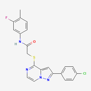 molecular formula C21H16ClFN4OS B3397576 2-{[2-(4-chlorophenyl)pyrazolo[1,5-a]pyrazin-4-yl]sulfanyl}-N-(3-fluoro-4-methylphenyl)acetamide CAS No. 1021220-16-5