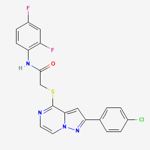 molecular formula C20H13ClF2N4OS B3397585 2-{[2-(4-chlorophenyl)pyrazolo[1,5-a]pyrazin-4-yl]sulfanyl}-N-(2,4-difluorophenyl)acetamide CAS No. 1021220-19-8