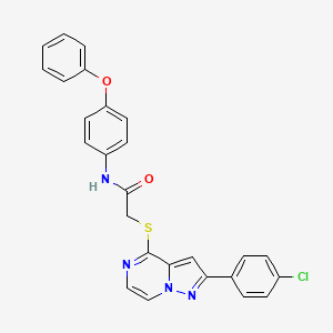 molecular formula C26H19ClN4O2S B3397589 2-{[2-(4-chlorophenyl)pyrazolo[1,5-a]pyrazin-4-yl]sulfanyl}-N-(4-phenoxyphenyl)acetamide CAS No. 1021220-23-4