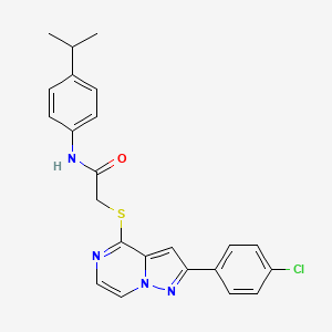 2-{[2-(4-chlorophenyl)pyrazolo[1,5-a]pyrazin-4-yl]sulfanyl}-N-[4-(propan-2-yl)phenyl]acetamide
