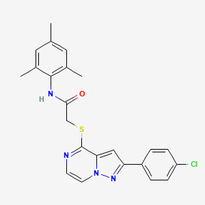 2-{[2-(4-chlorophenyl)pyrazolo[1,5-a]pyrazin-4-yl]sulfanyl}-N-(2,4,6-trimethylphenyl)acetamide