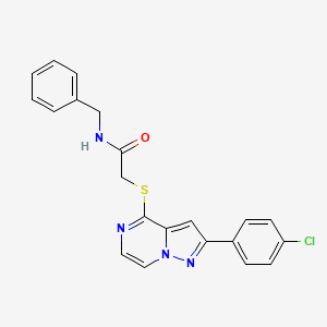 molecular formula C21H17ClN4OS B3397632 N-benzyl-2-{[2-(4-chlorophenyl)pyrazolo[1,5-a]pyrazin-4-yl]sulfanyl}acetamide CAS No. 1021220-46-1