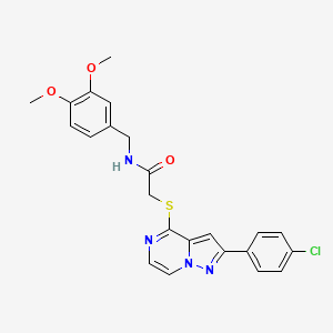molecular formula C23H21ClN4O3S B3397648 2-{[2-(4-chlorophenyl)pyrazolo[1,5-a]pyrazin-4-yl]thio}-N-(3,4-dimethoxybenzyl)acetamide CAS No. 1021220-58-5