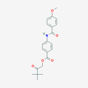 molecular formula C21H23NO5 B339765 3,3-Dimethyl-2-oxobutyl 4-[(4-methoxybenzoyl)amino]benzoate 