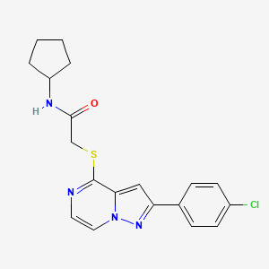 molecular formula C19H19ClN4OS B3397656 2-{[2-(4-chlorophenyl)pyrazolo[1,5-a]pyrazin-4-yl]thio}-N-cyclopentylacetamide CAS No. 1021220-61-0