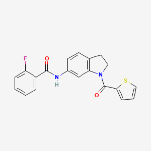 2-fluoro-N-(1-(thiophene-2-carbonyl)indolin-6-yl)benzamide