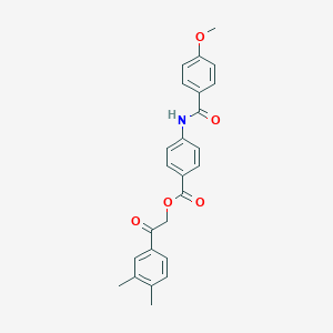 molecular formula C25H23NO5 B339768 2-(3,4-Dimethylphenyl)-2-oxoethyl 4-[(4-methoxybenzoyl)amino]benzoate 
