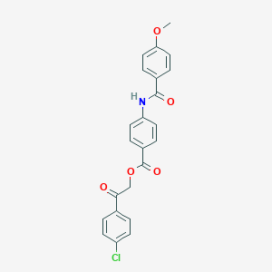 molecular formula C23H18ClNO5 B339770 2-(4-Chlorophenyl)-2-oxoethyl 4-[(4-methoxybenzoyl)amino]benzoate 
