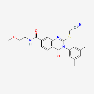 molecular formula C22H22N4O3S B3397704 2-((cyanomethyl)thio)-3-(3,5-dimethylphenyl)-N-(2-methoxyethyl)-4-oxo-3,4-dihydroquinazoline-7-carboxamide CAS No. 1021221-30-6