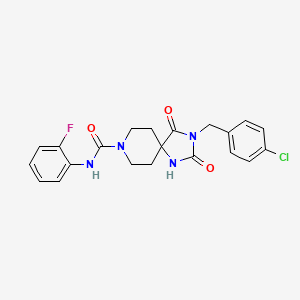 molecular formula C21H20ClFN4O3 B3397739 3-(4-chlorobenzyl)-N-(2-fluorophenyl)-2,4-dioxo-1,3,8-triazaspiro[4.5]decane-8-carboxamide CAS No. 1021222-50-3