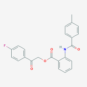 molecular formula C23H18FNO4 B339776 2-(4-Fluorophenyl)-2-oxoethyl 2-[(4-methylbenzoyl)amino]benzoate 