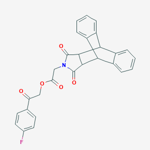 molecular formula C28H20FNO5 B339779 [2-(4-Fluorophenyl)-2-oxoethyl] 2-(16,18-dioxo-17-azapentacyclo[6.6.5.02,7.09,14.015,19]nonadeca-2,4,6,9,11,13-hexaen-17-yl)acetate 