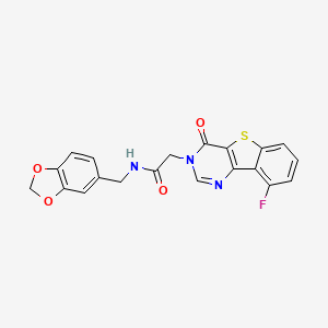 molecular formula C20H14FN3O4S B3397795 N-(1,3-benzodioxol-5-ylmethyl)-2-(9-fluoro-4-oxo[1]benzothieno[3,2-d]pyrimidin-3(4H)-yl)acetamide CAS No. 1021222-77-4