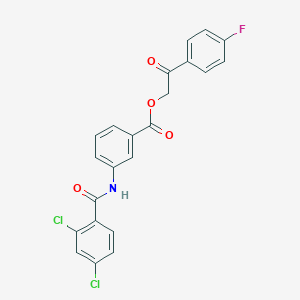 molecular formula C22H14Cl2FNO4 B339780 2-(4-Fluorophenyl)-2-oxoethyl 3-[(2,4-dichlorobenzoyl)amino]benzoate 