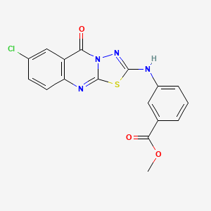 molecular formula C17H11ClN4O3S B3397806 methyl 3-((7-chloro-5-oxo-5H-[1,3,4]thiadiazolo[2,3-b]quinazolin-2-yl)amino)benzoate CAS No. 1021223-33-5