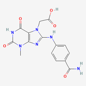 molecular formula C15H14N6O5 B3397848 2-(8-((4-carbamoylphenyl)amino)-3-methyl-2,6-dioxo-2,3-dihydro-1H-purin-7(6H)-yl)acetic acid CAS No. 1021225-03-5