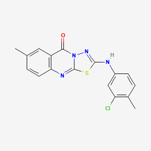 molecular formula C17H13ClN4OS B3397859 2-((3-chloro-4-methylphenyl)amino)-7-methyl-5H-[1,3,4]thiadiazolo[2,3-b]quinazolin-5-one CAS No. 1021225-39-7