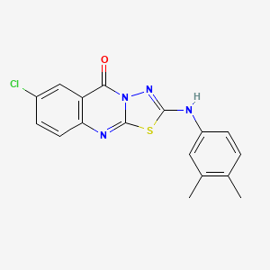 molecular formula C17H13ClN4OS B3397862 7-chloro-2-(3,4-dimethylanilino)-5H-[1,3,4]thiadiazolo[2,3-b]quinazolin-5-one CAS No. 1021225-42-2