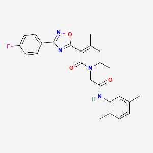 molecular formula C25H23FN4O3 B3397869 N-(2,5-dimethylphenyl)-2-(3-(3-(4-fluorophenyl)-1,2,4-oxadiazol-5-yl)-4,6-dimethyl-2-oxopyridin-1(2H)-yl)acetamide CAS No. 1021225-85-3