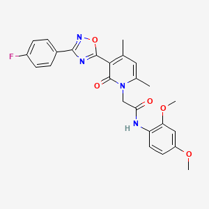 molecular formula C25H23FN4O5 B3397879 N-(2,4-dimethoxyphenyl)-2-(3-(3-(4-fluorophenyl)-1,2,4-oxadiazol-5-yl)-4,6-dimethyl-2-oxopyridin-1(2H)-yl)acetamide CAS No. 1021225-92-2