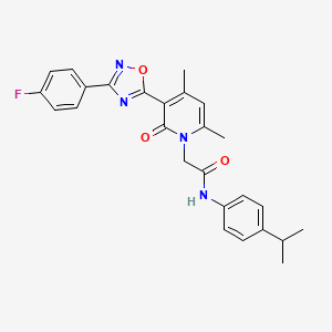 molecular formula C26H25FN4O3 B3397894 2-(3-(3-(4-fluorophenyl)-1,2,4-oxadiazol-5-yl)-4,6-dimethyl-2-oxopyridin-1(2H)-yl)-N-(4-isopropylphenyl)acetamide CAS No. 1021226-01-6