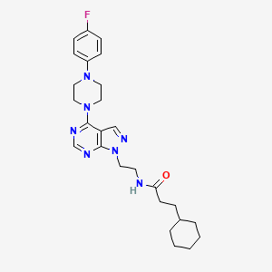 molecular formula C26H34FN7O B3397922 3-cyclohexyl-N-(2-(4-(4-(4-fluorophenyl)piperazin-1-yl)-1H-pyrazolo[3,4-d]pyrimidin-1-yl)ethyl)propanamide CAS No. 1021226-79-8